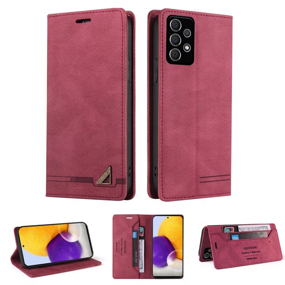Wallet Cover for Samsung A72 Case, Credit Card Slot Stand Slim Premium PU Leather & Soft TPU Back Shockproof Flip Folio Book Magnetic Cover For Samsung Galaxy A72 5G/4G,Red