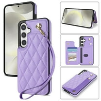 Wallet Cover for Samsung Galaxy A16 5G/4G, with Wrist Strap Card Holder Magnetic Snap Back PU Leather Credit Card Slots Stand Classic Phone Case Cover for Samsung Galaxy A16 5G/4G, Purple