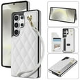 thumbnail image 1 of Wallet Cover for Samsung Galaxy S23 Ultra with Detachable Wrist Strap, Credit Card Slots Holder Magnetic Snap Back PU Leather Kickstand Phone Case for Samsung Galaxy S23 Ultra Girls Women, White, 1 of 9