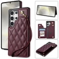 thumbnail image 1 of Wallet Cover for Samsung Galaxy S24 Ultra, with Wrist Strap Card Holder Magnetic Snap Back PU Leather Credit Card Slots Stand Classic Phone Case Cover for Samsung Galaxy S24 Ultra, Winered, 1 of 7