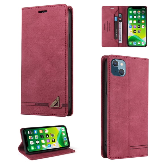 Wallet Cover for iPhone 13 mini, RFID Blocking Credit Card Slot Stand Slim Premium PU Leather & Soft TPU Back Shockproof Flip Folio Book Magnetic Cover For iPhone 13 Mini - 5.4",
Red