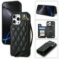 thumbnail image 1 of Wallet Cover for iPhone 16 Pro Max with Detachable Wrist Strap, Credit Card Slots Holder Magnetic Snap Back PU Leather Kickstand Phone Case for iPhone 16 Pro Max Girls Women, Black, 1 of 8