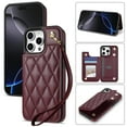 thumbnail image 1 of Wallet Cover for iPhone 16 Pro Max, with Wrist Strap Card Holder Magnetic Snap Back PU Leather Credit Card Slots Stand Classic Phone Case Cover for iPhone 16 Pro Max, Winered, 1 of 8