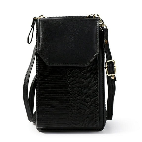 Wallet Crossbody Bag Phone Purse Shoulder Bag Credit Card Wristlet Wallet with Multi Pockets-black