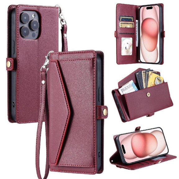 Wallet Crossbody Case for iphone 14 Pro Zipper Bills Slot Wallet Case for Women Card Holder Rfid Blocking