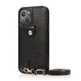thumbnail image 1 of Wallet Crossbody for iPhone 14 Plus 6.7" 2022 Case with Lanyard Strap, Allytech PU Leather Protective Handbag Card Holder Kickstand Detachable Shoulder Strap Cover Women Men, Black, 1 of 8
