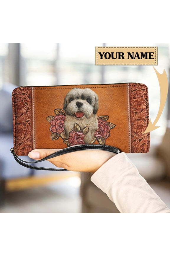 Wallet Female Lovely Shih Tzu Dogs 3D Print Leather Clutch Multifunction Card Bags Custom Schnauzer Yorkshire Cash Holder