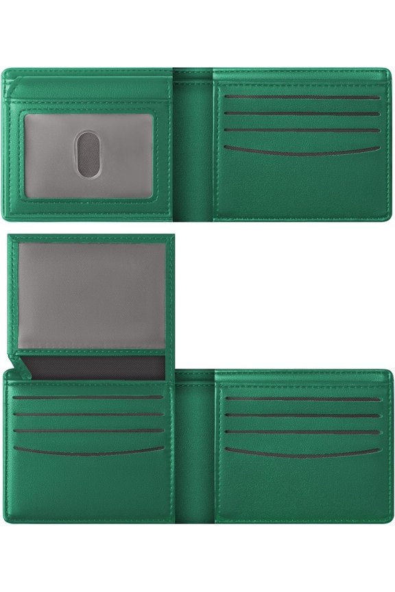 Wallet For Men RFID Blocking Green Wallets Bifold Faux Leather Card Holder Front Pocket Mens Accessories With  Box