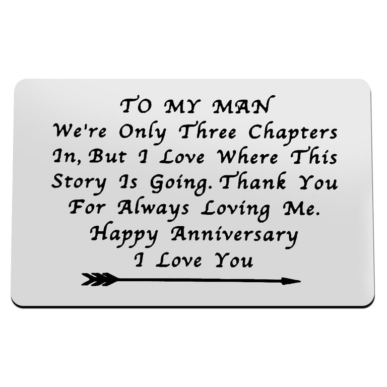 Wallet Insert Card Anniversary Gifts for Husband Boyfriend 3 Years  Anniversary Card To My Man Wedding Engagement Gift for Boyfriend Fiance  Birthday Valentines Gift I Love You Gifts for Him 