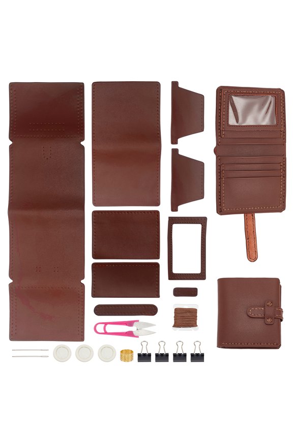 Wallet Kits Men Brown Trendy Credit Card Wallet Kit Set Men's Classic Craft Tools Billfold Kit Handmade Wallet Gifts Dad Friends Boyfriends