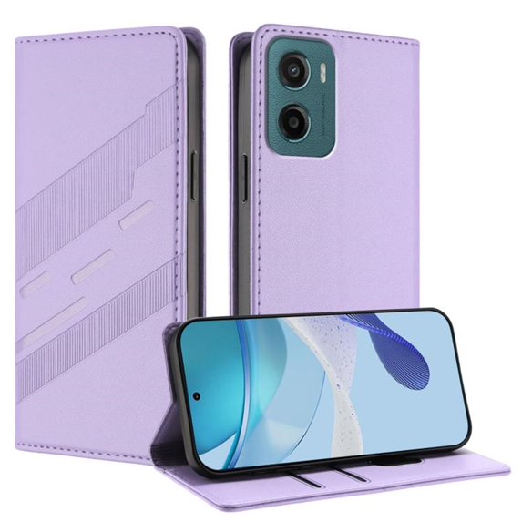 Wallet Leather Case For Motorola Moto G05 6.67",with Card Holder, Shockproof ,Kickstand ,Embossed Multifunctional Magnetic Phone Case,Purple,For Motorola Moto G05