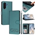 thumbnail image 1 of Wallet Leather Case For Samsung Galaxy A37 5G 6.7",With Card Holder,Wristband, Shockproof Kickstand Embossed Happy Pattern Phone Case,Green,For Galaxy A37 5G, 1 of 8