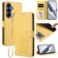 thumbnail image 1 of Wallet Leather Case For Samsung Galaxy S25 5G 6.2",with Card Holder,wristband, Shockproof Kickstand Embossed Love Cat Phone Case,Yellow,For Galaxy S25 (5G), 1 of 8