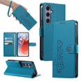 thumbnail image 1 of Wallet Leather Case For Samsung Galaxy S25 5G / Galaxy S24 5G 6.2",with Card Holder,wristband, Shockproof Kickstand Embossed Cute Cats, Snap Phone Case,Blue, 1 of 9