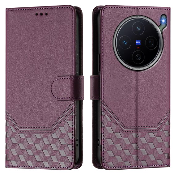 Wallet Leather Phone Case for VIVO X300S 5G-Shockproof Flip Cover with Card Slots, RFID Blocking & Kickstand, Multi-Color Options.Violet