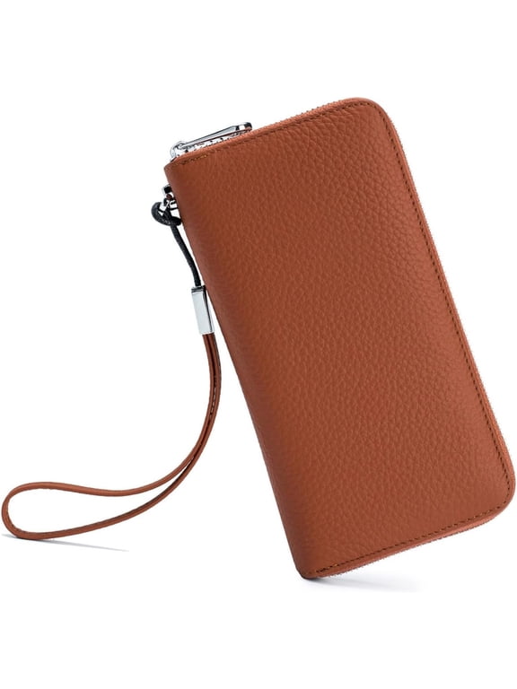 Wallet, Leather, Wallet Women, RFID, Travel Wallet with Wristlet, Fits Passport, Phone, Card Holder, Coin Pocket - Blue