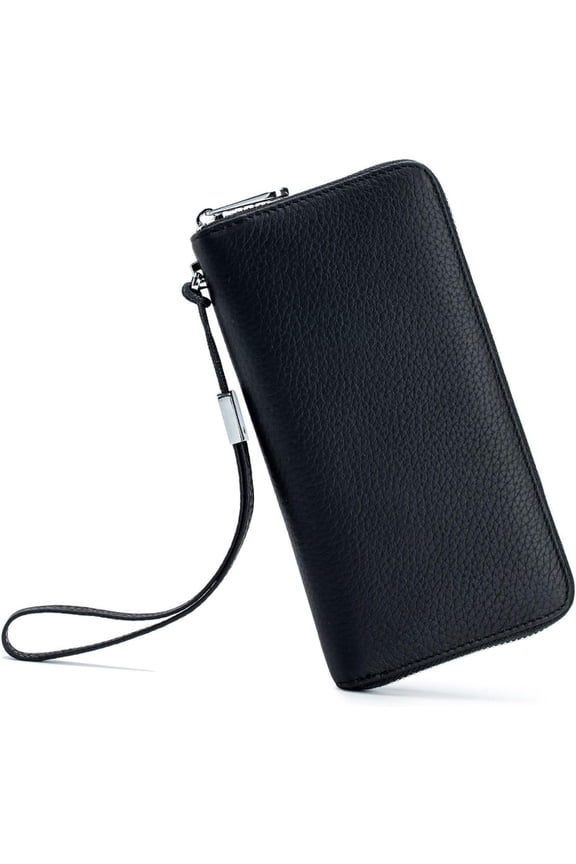 Wallet, Leather, Wallet Women, RFID, Travel Wallet with Wristlet, Fits Passport, Phone, Card Holder, Coin Pocket - Blue