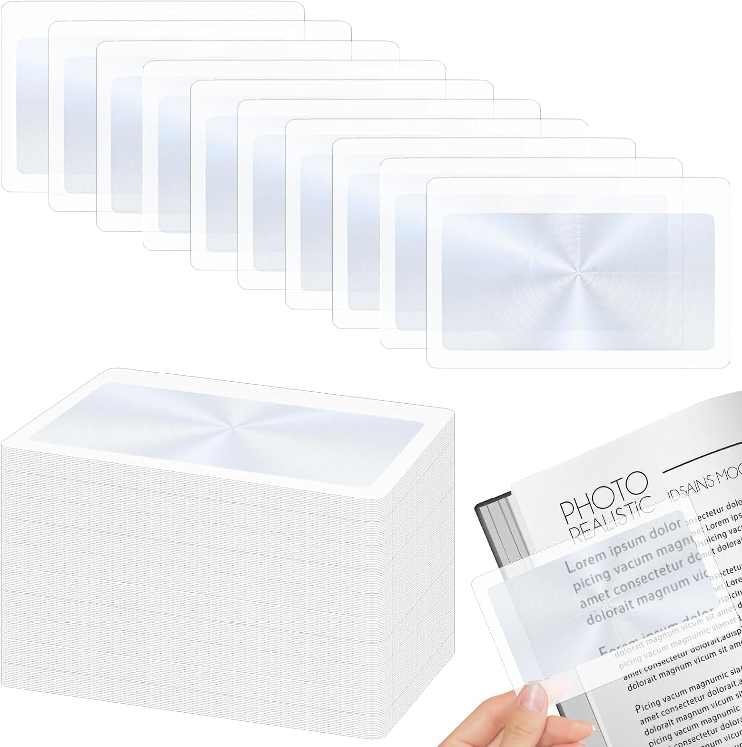 Wallet Magnifiers Credit Card Size Fresnel Lens Tutuviw 120 Pcs 3.3 x 2.1 Inches Pocket Magnifier Rectangle Portable Magnifying Glass Sheets for Reading Aid Jewelry Inspection