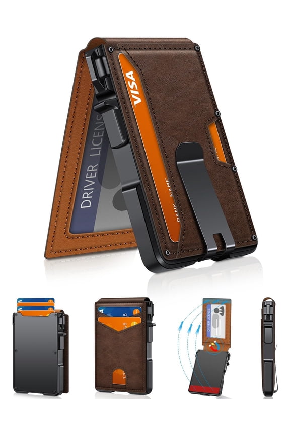 Wallet For Men  Mens Minimalist 9-13 Cards Slim Compact With Money Clip & Id Window Rfid Blocking Smart Pop Up Card Metal Aluminum Credit Holder Bifold
