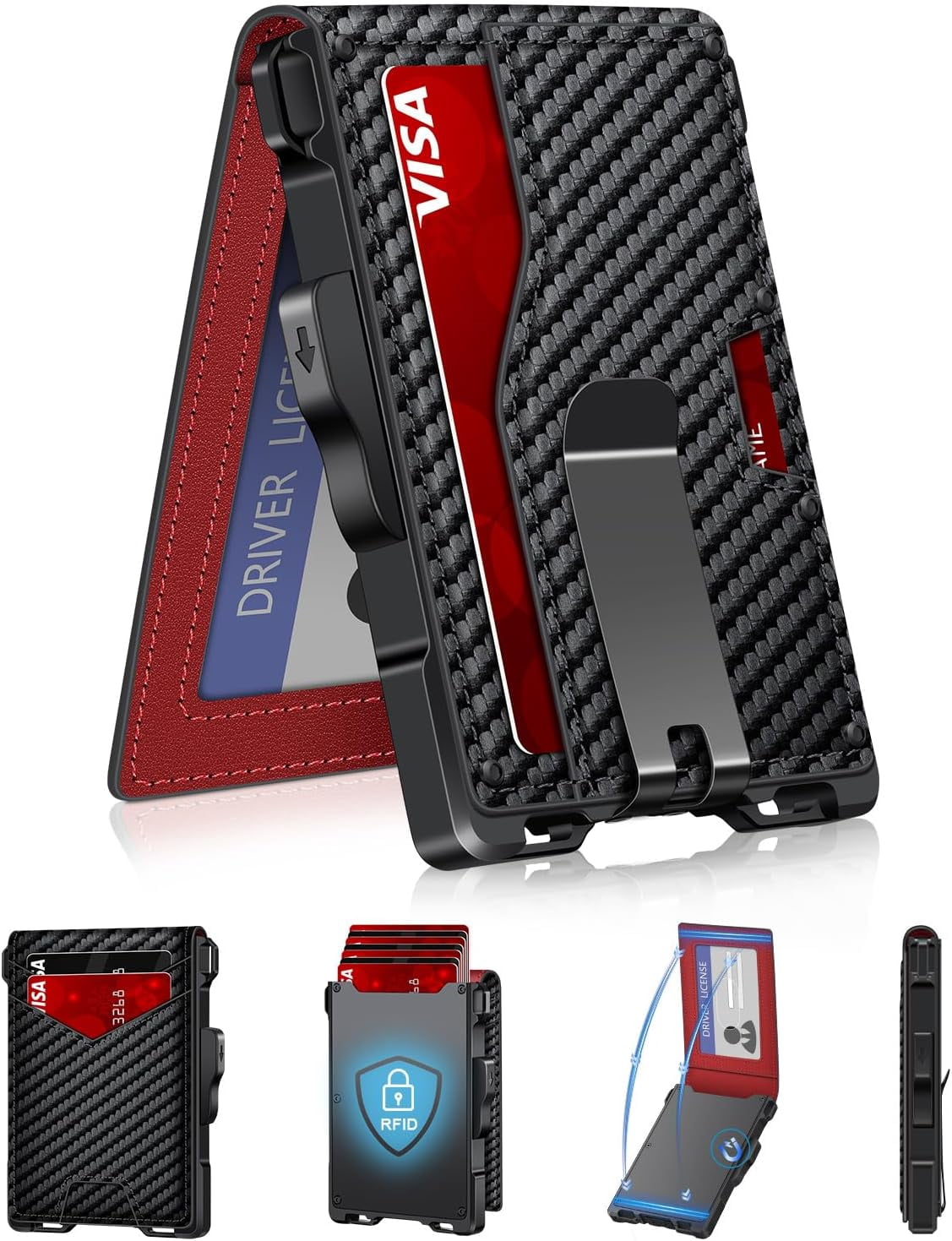 Men's C1 Leather Wallet With Chain - Double Zipper Credit Card Coin ID Holder
