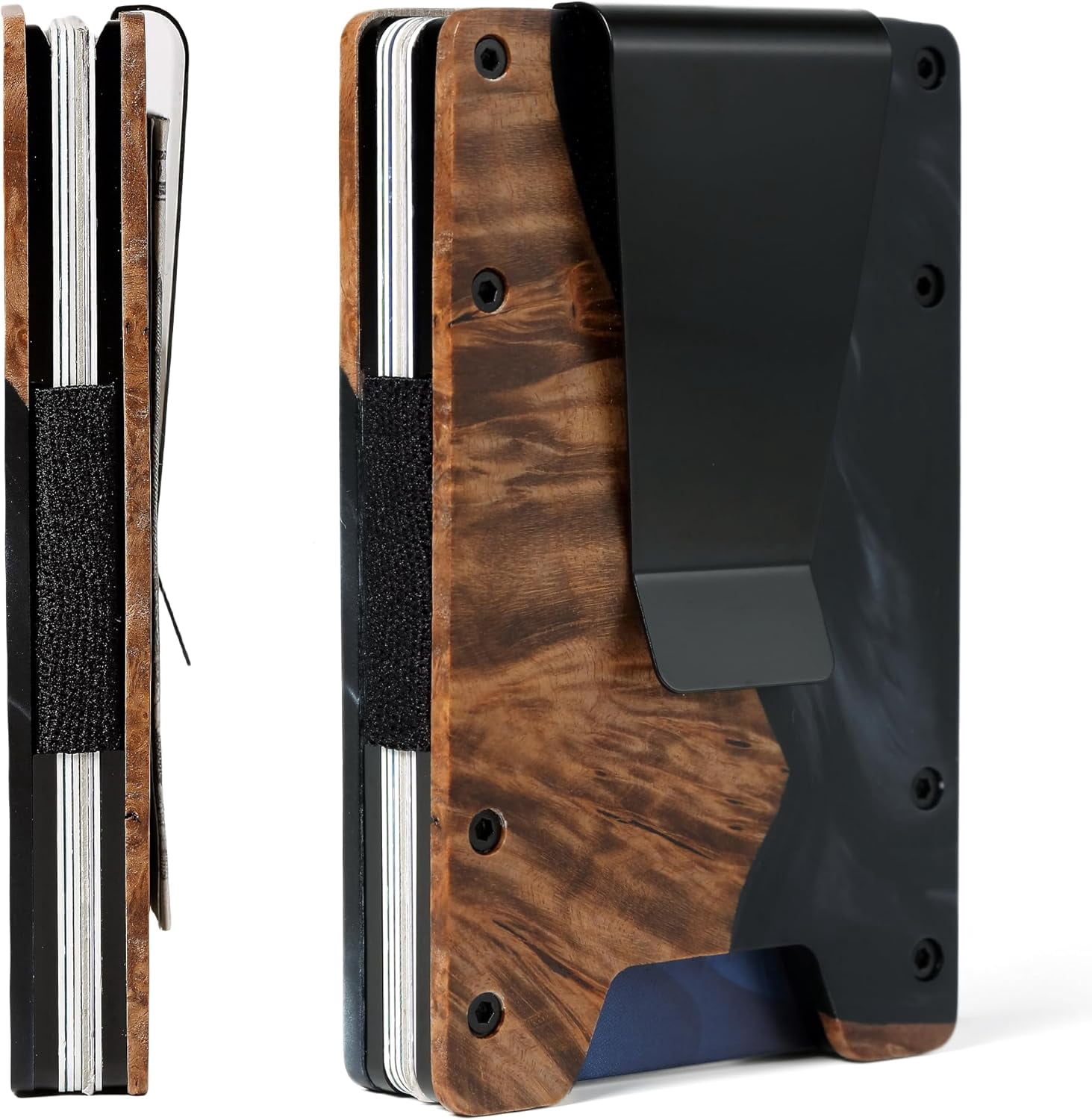 Hansuby Minimalist Metal Wallet For Men - RFID Blocking Slim Aluminum Card Case With Money Clip - View #2