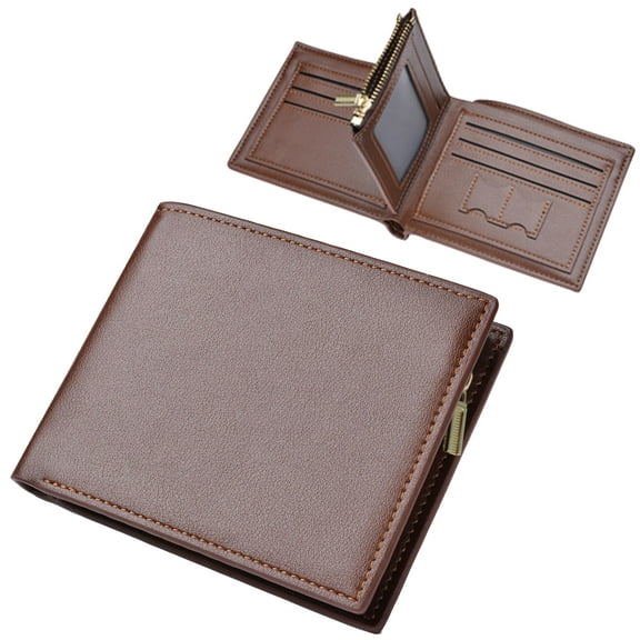 Wallet for Men RFID Bifold Wallets with 9 Credit Credit Cards Slots 1 ID Window Stylish & Slim Minimalist Wallet with Zipper Coin Pocket Great Gift For Men Brown