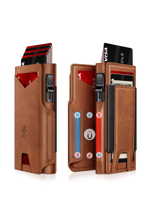 Wallet For Men With Slim Pop Up Card Holder 9-13 Cards  Bifold Minimalist Smart Rfid Blocking Credit Id Window & Stretchable Slot Compact Metal Aluminum Case