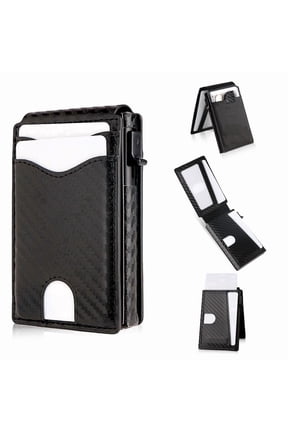 Wallet for Men Wallet with Slim Pop Up Card Holder 9-13 Cards, Bifold Minimalist Smart Wallet RFID Blocking Credit Card Holder with ID Window & Stretchable Cash Slot Compact Metal Aluminum Card Case
