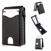Wallet for Men Wallet with Slim Pop Up Card Holder 9-13 Cards, Bifold Minimalist Smart Wallet RFID Blocking Credit Card Holder with ID Window & Stretchable Cash Slot Compact Metal Aluminum Card Case