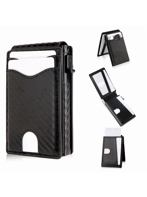 Wallet for Men Wallet with Slim Pop Up Card Holder 9-13 Cards, Bifold Minimalist Smart Wallet RFID Blocking Credit Card Holder with ID Window & Stretchable Cash Slot Compact Metal Aluminum Card Case