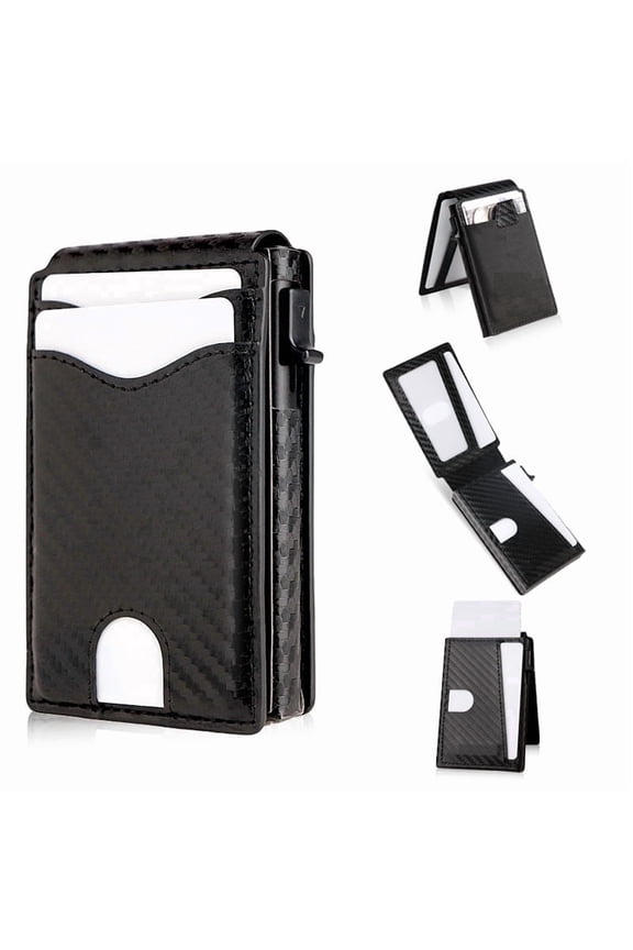 Wallet for Men Wallet with Slim Pop Up Card Holder 9-13 Cards, Bifold Minimalist Smart Wallet RFID Blocking Credit Card Holder with ID Window & Stretchable Cash Slot Compact Metal Aluminum Card Case