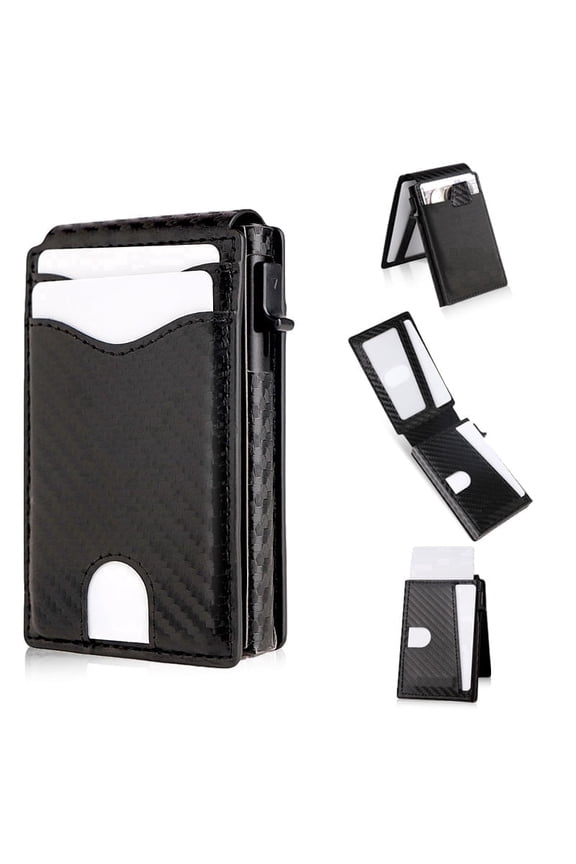 Wallet for Men Wallet with Slim Pop Up Card Holder 9-13 Cards, Bifold Minimalist Smart Wallet RFID Blocking Credit Card Holder with ID Window & Stretchable Cash Slot Compact Metal Aluminum Card Case