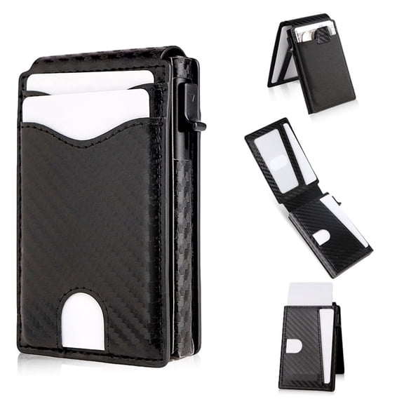 Wallet for Men Wallet with Slim Pop Up Card Holder 9-13 Cards, Bifold Minimalist Smart Wallet RFID Blocking Credit Card Holder with ID Window & Stretchable Cash Slot Compact Metal Aluminum Card Case