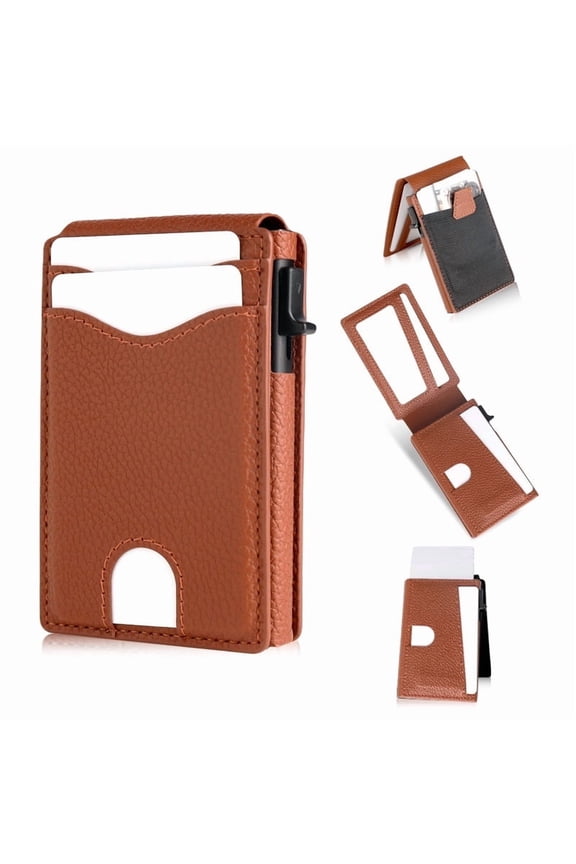 Wallet for Men Wallet with Slim Pop Up Card Holder 9-13 Cards, Bifold Minimalist Smart Wallet RFID Blocking Credit Card Holder with ID Window & Stretchable Cash Slot Compact Metal Aluminum Card Case