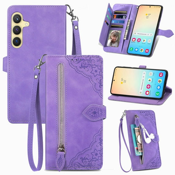 Wallet Multi Card Slot Flip Zipper Leather Case For Samsung Galaxy S24 Ultra S24Plus S24 S23 Ultra S23Plus S23FE S22 Ultra S22Plus S21 Ultra S21Plus S21FE S20 Ultra S20Plus S20FE Phone case