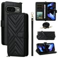 thumbnail image 1 of Wallet Phone Case for Apple Google Pixel 9A, Crossbody Shoulder Strap + Hand Wrist Multiple Cards Slots Flip Cover Stand Protective Shockproof Stylish Case Cover for Google Pixel 9A, Black, 1 of 6