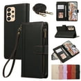 thumbnail image 1 of Wallet Phone Case Compatible with Samsung Galaxy A53 5G,Retro PU Leather Strap Wristlet Flip Phone Case with Magnetic Closure,[RFID Blocking] Card Holder and Kickstand for Men Women,Black, 1 of 8