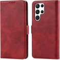 thumbnail image 1 of Wallet Phone Case Compatible with Samsung Galaxy S22 Ultra 5G – Quality, Premium PU Leather Cover with Card Slots and Horizontal Viewing Stand 6.8 Inch (Wine Red), 1 of 14
