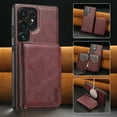 thumbnail image 1 of Wallet Phone Case Compatible with Samsung Galaxy S25 Ultra,PU Leather 2 in 1 Detachable Magnetic Case With Card Holder Kickstand,With Flip Zipper Wallet Shockproof Rugged Phone Case,Winered, 1 of 8