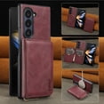 thumbnail image 1 of Wallet Phone Case Compatible with Samsung Galaxy Z Fold 6,PU Leather 2 in 1 Detachable Magnetic Case With Card Holder Kickstand,With Flip Zipper Wallet Shockproof Rugged Phone Case,Winered, 1 of 1