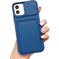 thumbnail image 1 of Wallet Phone Case Compatible with iPhone 11 Pro Max, Handmade Purse Protective Business Style Hard Case Cover with Slide Camera Lens Protector (Blue, iPhone 11 Pro Max), 1 of 14
