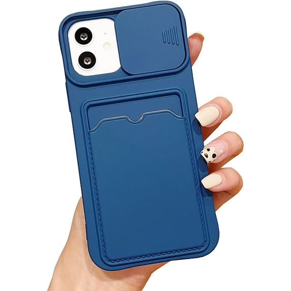 Wallet Phone Case Compatible with iPhone 11 Pro Max, Handmade Purse Protective Business Style Hard Case Cover with Slide Camera Lens Protector (Blue, iPhone 11 Pro Max)