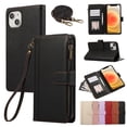 thumbnail image 1 of Wallet Phone Case Compatible with iPhone 11 Pro,Retro PU Leather Strap Wristlet Flip Phone Case with Magnetic Closure,[RFID Blocking] Card Holder and Kickstand for Men Women,Black, 1 of 9