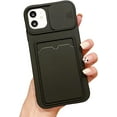 thumbnail image 1 of Wallet Phone Case Compatible with iPhone 12, Handmade Purse Protective Business Style Hard Case Cover with Slide Camera Lens Protector (Black, iPhone 12), 1 of 14