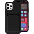thumbnail image 1 of Wallet Phone Case Compatible with iPhone 12 Mini, Card Slot Design, Simple Color Purse Protective Business Case Hard Back Covers (Black, iPhone 12 Mini), 1 of 14