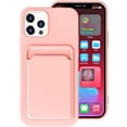 thumbnail image 1 of Wallet Phone Case Compatible with iPhone 12 Mini, Card Slot Design, Simple Color Purse Protective Business Case Hard Back Covers (Pink, iPhone 12 Mini), 1 of 14