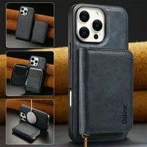 Wallet Phone Case Compatible with iPhone 13 Pro,PU Leather 2 in 1 Detachable Magnetic Case With Card Holder Kickstand,With Flip Zipper Wallet Shockproof Rugged Phone Case,Blue