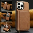 thumbnail image 1 of Wallet Phone Case Compatible with iPhone 16 Pro Max,PU Leather 2 in 1 Detachable Magnetic Case With Card Holder Kickstand,With Flip Zipper Wallet Shockproof Rugged Phone Case,Brown, 1 of 8