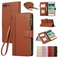 thumbnail image 1 of Wallet Phone Case Compatible with iPhone 7 / 8 / SE 2022 & 2020,Retro PU Leather Strap Wristlet Flip Phone Case with Magnetic Closure,[RFID Blocking] Card Holder and Kickstand for Men Women,Brown, 1 of 9