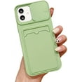 thumbnail image 1 of Wallet Phone Case Compatible with iPhone XR, Handmade Purse Protective Business Style Hard Case Cover with Slide Camera Lens Protector (Light Green, iPhone XR), 1 of 14